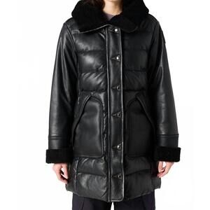 NEW PARAJUMPERS demi special leather coat in black